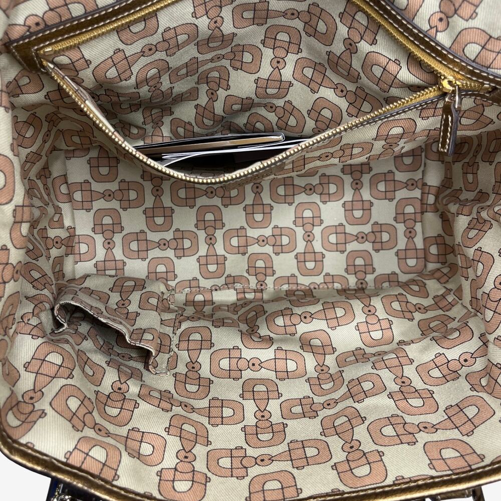 Gucci Jolicoeur GG Canvas Gold Leather Trim Tote Shoulder With Charm Cards Italy - Picture 9 of 15